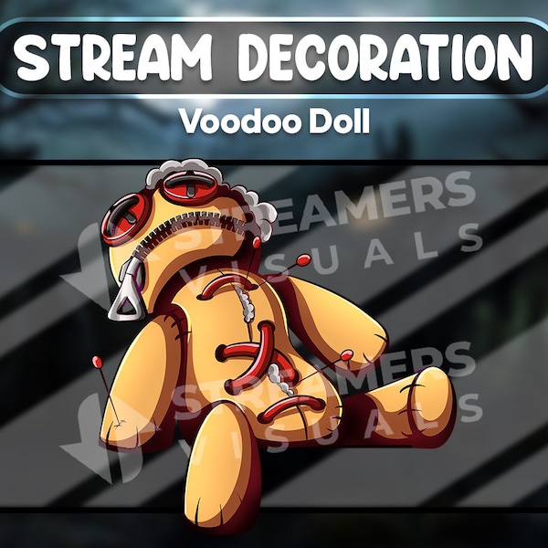 Voodoo Doll Animated Stream Decoration Halloween Occult Spooky Streamer Aesthetic Twitch Gaming Chat Webcam OBS Streamlabs Overlay Digital