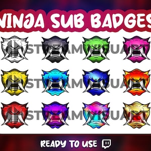 Ninja Mask Twitch Sub Badges: Samurai Costume, Gaming Streamer Gift (Digital Download)