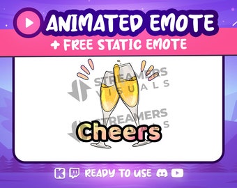 Emote animado "Brindis con champán": Emoji de transmisión de Twitch/Discord