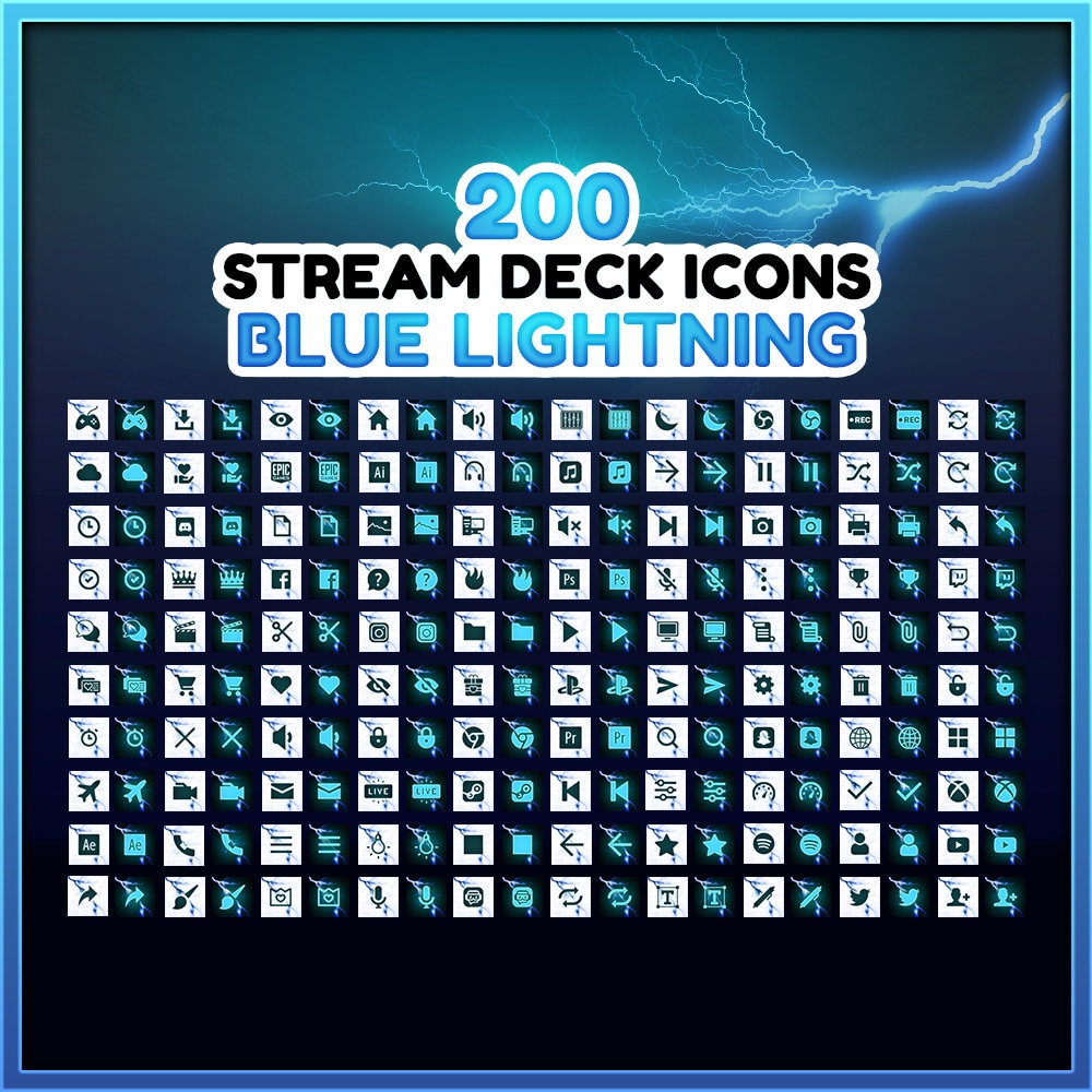 Blue Lightning Stream Deck Icons: 200 Twitch Streamer Designs - Etsy