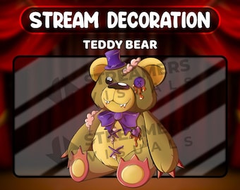 Decoración animada de osito de peluche para transmisiones en directo, superposición espeluznante para Twitch (WEBM)