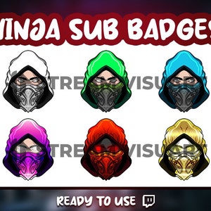 Ninja Twitch Sub Badges: Stealth Assassin Mask Badges (Digital Download)