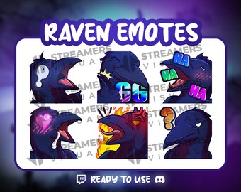Emotes de Raven para Twitch (6 imágenes), Emojis de Discord (Descarga digital)