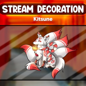 Kitsune animerad strömdekoration: Japansk rävsandaöverlägg (digitalt)