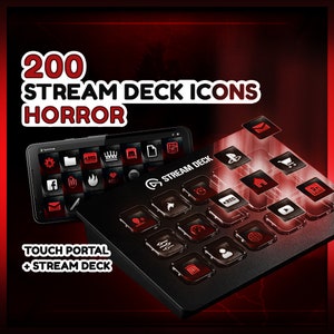 Horror Stream Deck Icons 200 Twitch Streamers Fear Bloody Designs Compatible with Elgato Streamdeck and Touch Portal Productivity Tools