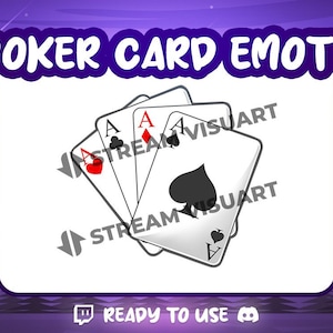 Poker Card Twitch Emote Discord Emoji Coup de pied Abonné Casino Night Gambling Set Table Game Slot Emoticon Graphique numérique Téléchargement instantané