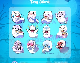 Emotes de Twitch de fantasmas pequeños, Halloween espeluznante (PNG)