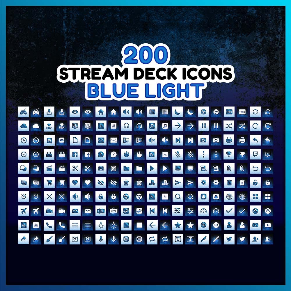 Blue Light Stream Deck Icons: 200 Twitch Streamer Designs (JPG) - Etsy