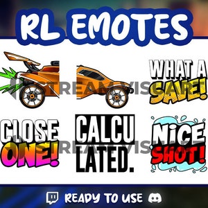RL Twitch Emotes Pack 6x Car Video Game Fun Cool Automobile Vehicle Text Graphics Sub Emoticons Discord Emojis Kick Instant Download