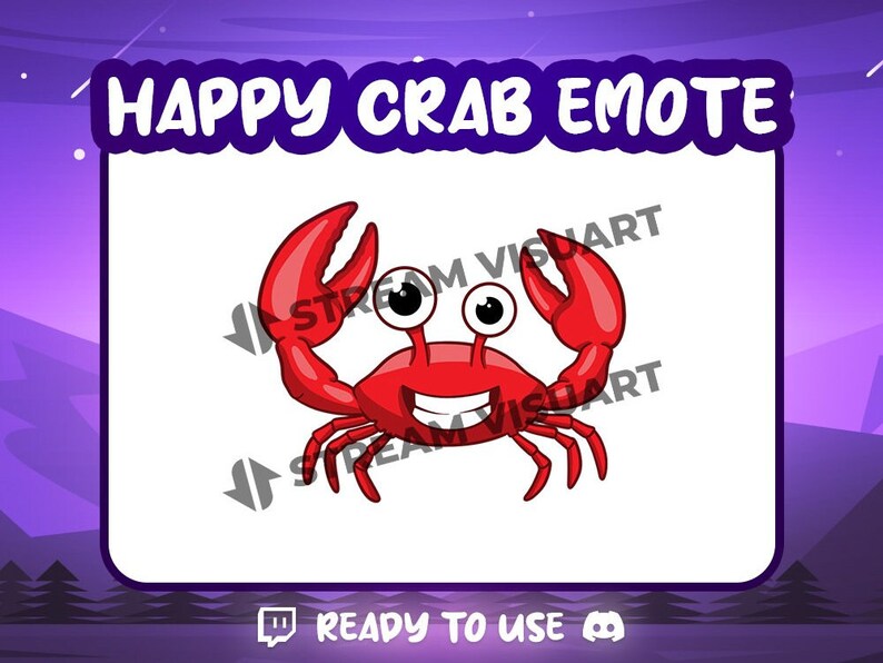 Happy Crab Twitch Emote Discord Emoji Kick Subscriber Cute Sea Red