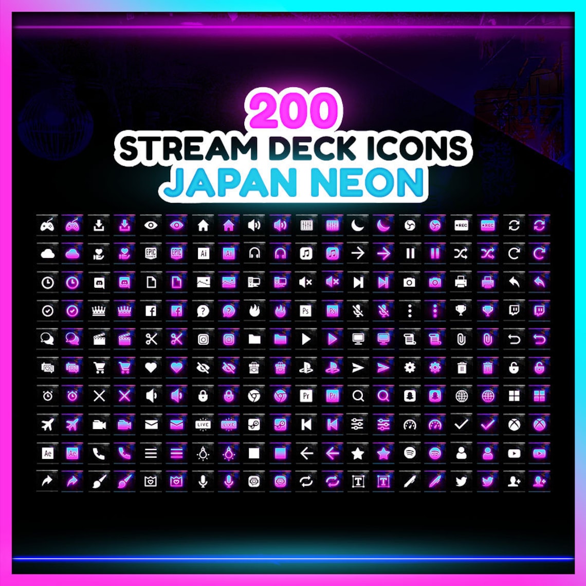 Japan Neon Stream Deck Icons: 200 Twitch Streamer Designs - Etsy