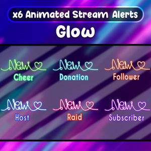 Glow Animated Stream Alerts: Neon Text, Twitch Overlay (Digital Download)