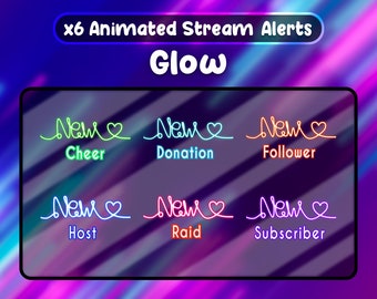 Glow Animated Stream Alerts: Neon Text, Twitch Overlay (Digital Download)