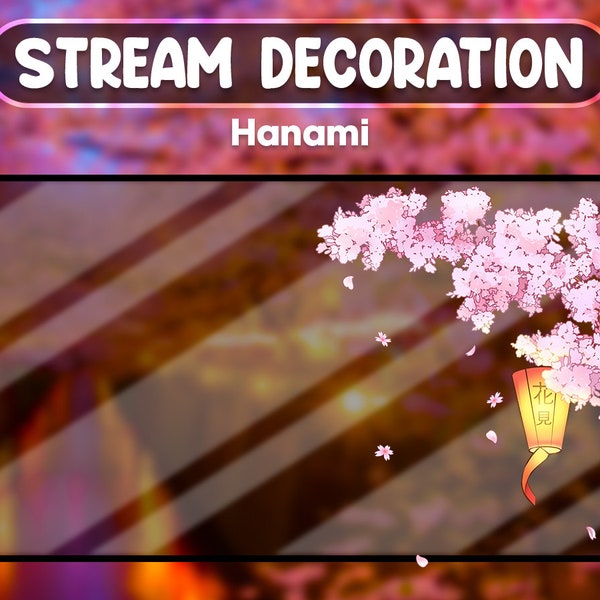 Hanami Animated Stream Decoration Sakura Flower Pink Streamer Gift Aesthetic Twitch Gaming Chat Webcam OBS Streamlabs Overlay Digital