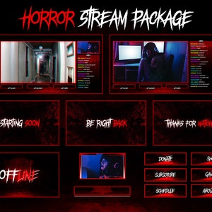Horror Japan Twitch Overlay Package Aesthetic Bloody Red Animated Stream Design Gaming and Streaming Perfect Gift for Gamers and Youtubers