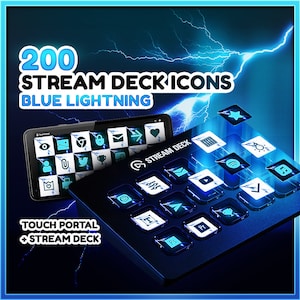 Blue Lightning Stream Deck Icons: 200 Twitch Streamer Designs
