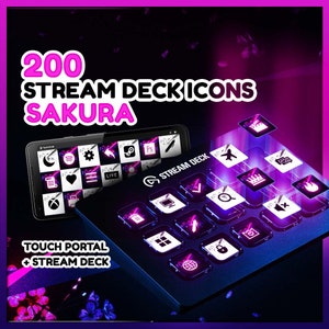 Sakura Stream Deck Icons 200 Twitch Streamers Pink Hanami Designs Compatible with Elgato Streamdeck and Touch Portal Productivity Tools