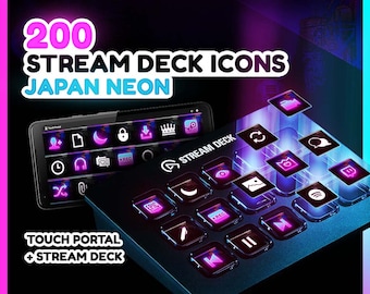 Japan Neon Stream Deck Icons: 200 Twitch Streamer Designs