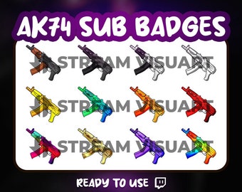 Badge Twitch AK74 / Streamer FPS con armi colorate (download digitale)