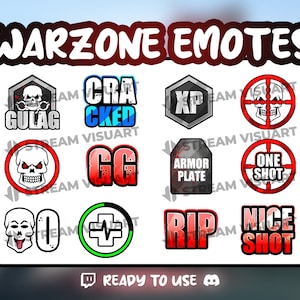 Warzone Twitch Emotes Pack 12x Cool Badass Gg RIP Grenade FPS Skull Nice Shot Graphics Sub Emoticons Discord Emojis Kick Instant Download
