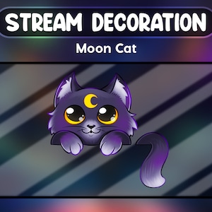 Moon Cat Animated Stream Decoration: Twitch Webcam Overlay (Digital)