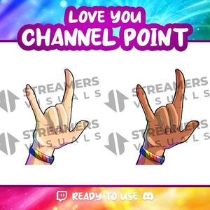 Love You Hand Sign Twitch Emote: Heart Channel Point Icon (Digital Download)