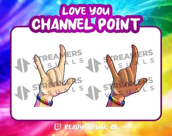 Emote de Twitch "Te amo" con la mano: Icono de punto de canal de corazón (Descarga digital)