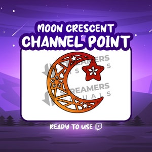 Red Crescent Moon Twitch Channel Point Icon (Digital Download)