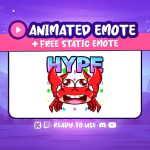 Animowana emotka Crab Hype: Emoji strumieniowe Twitch/Discord/YouTube