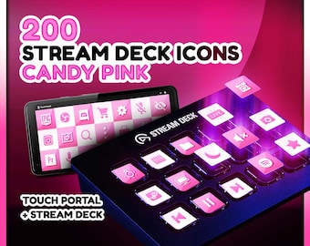 Candy Pink Stream Deck Icons: 200 Twitch Streamer Designs (JPG)