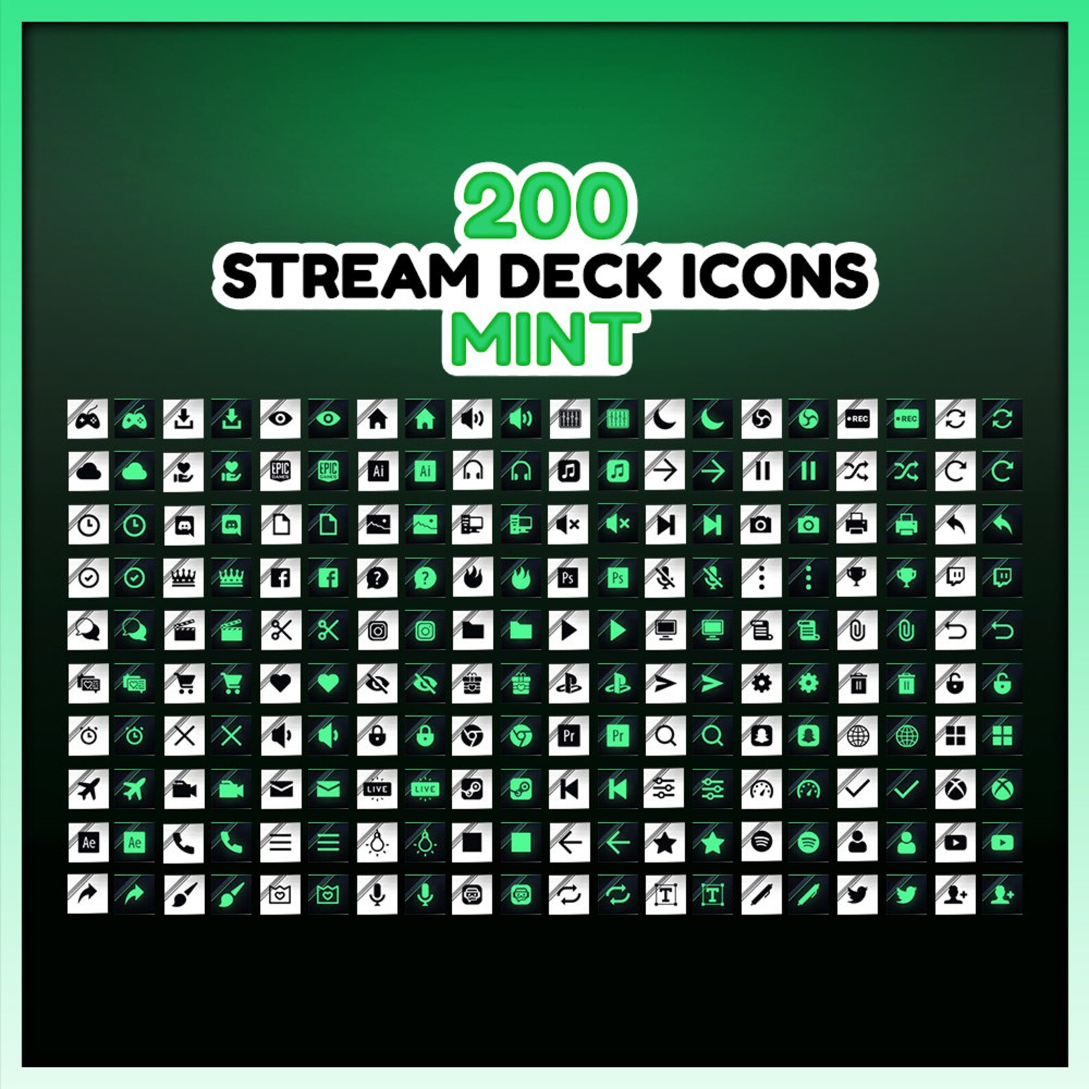 Mint Stream Deck Icons: 200 Twitch Streamer Designs - Etsy
