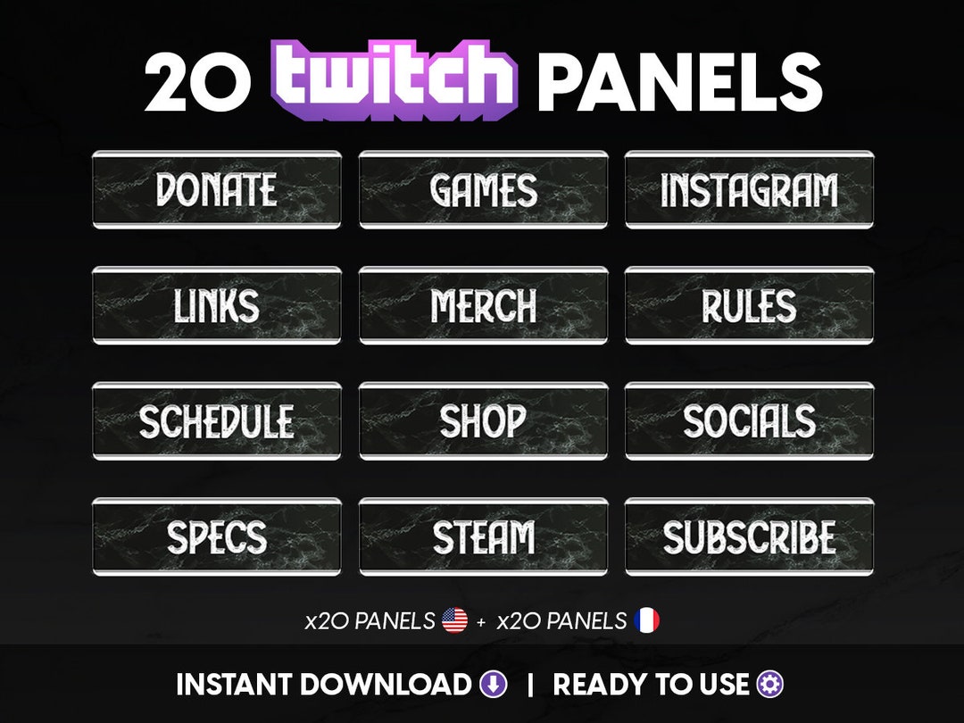 Black Marble Twitch Panels X20 Pack Simple Luxe Gaming Stream Etsy
