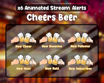 Cheers Beer Animated Stream Alerts: Twitch/OBS/Streamlabs (Digital Download)