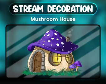 Mushroom House Animated Stream Decoration: Fairy Tale Webcam Overlay (Digital)