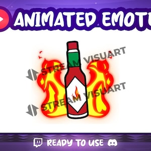 Hot Sauce Animated Emote Twitch Emotes Spicy Condiment Chili Red Pepper Zesty Salsa Tangy Fire Heat Food Stream Sub Emoji Discord Kick