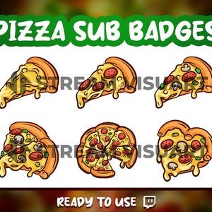 Pizza Twitch Sub Badges x6 Pepperoni Margherita Italian Cheese Fast Food Spicy Bit Badges Gaming Streaming Gift for Streamers