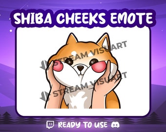 Emoticono de Shiba Inu con la mejilla, emoji de perro (descarga digital)