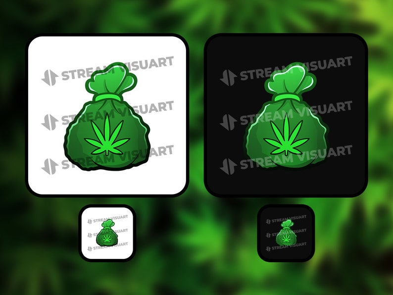 Weed Twitch Emotes Pack 6x Plant 420 High Blunt Sub Cat Green Cool BRB
