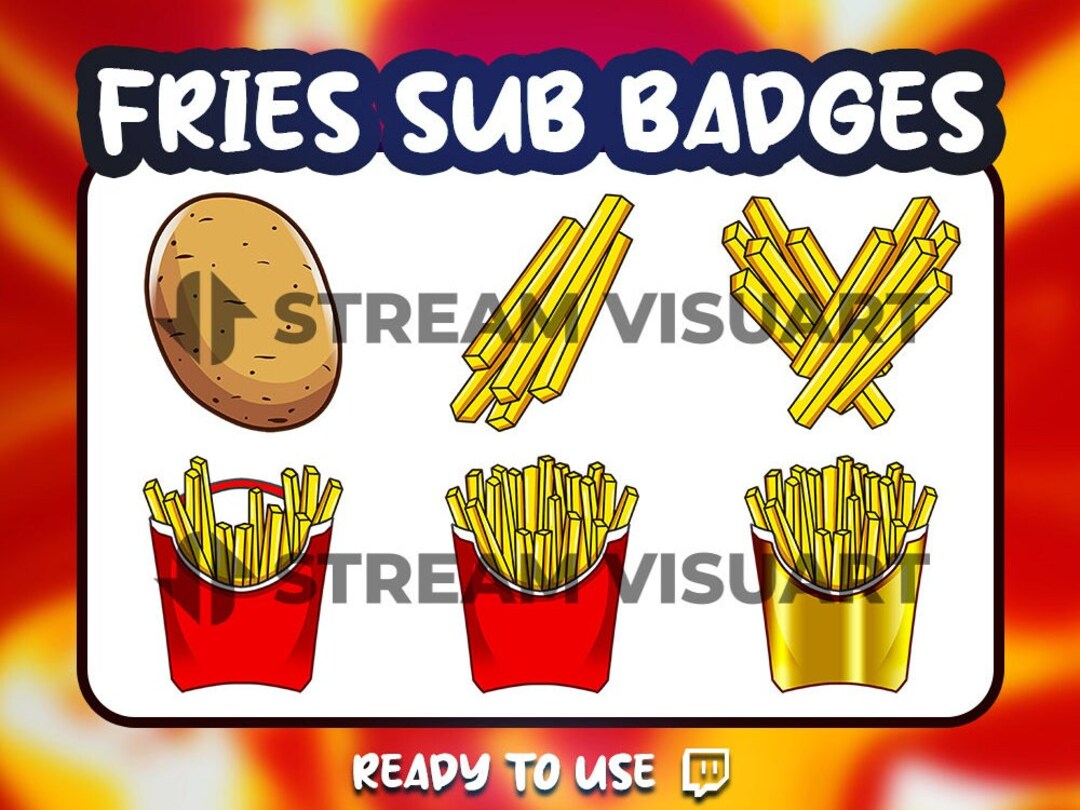 Potato Stramer Code Potato Fries Twitch Sub Badges: Fast Food Streamer Gift (digital ...