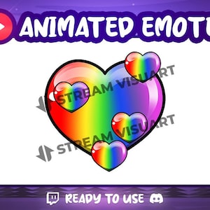 Rainbow Heart Animated Emote: LGBTQIA+ Pride Stream Emoji (GIF)