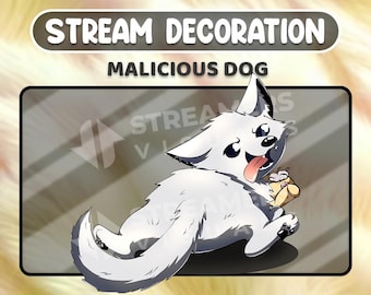 Decoración animada de transmisión de perro malicioso, superposición de cámara web de Twitch (digital)