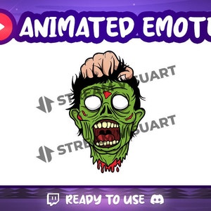 Animated Zombie Head Emote: Twitch, Discord, Kick (GIF)