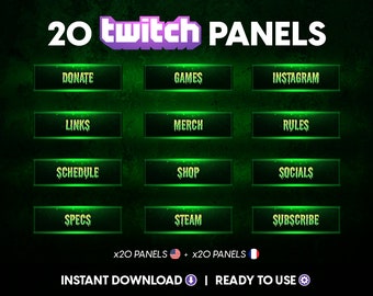 Zombie Twitch Panels x20 Pack Green Horror Gaming Stream Design Instant Download Ready to Use