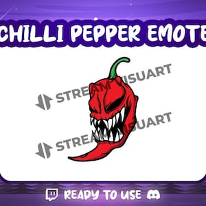 Chili Pepper Twitch Emote Discord Emoji Kick Subscriber Spicy Monster Spices Demon Red Horror Emoticon Digital Graphic Instant Download