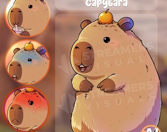 Carpincho PNGTuber Avatar, 4 Expresiones, Cutie Animal, Compañero Digital, Streamer (PNG+VEADO)