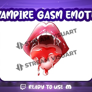 Vampire Gasm Twitch Emote Discord Emoji Kick Subscriber Bloodsucker Mouth Dracula Gothic Tong Emoticon Digital Graphic Instant Download