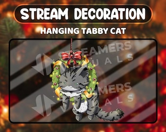 Tabby Cat Christmas Wreath Stream Decoration (Digital)