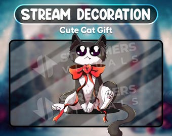 Decoración navideña de gato para streaming, superposición navideña para Twitch (descarga digital)