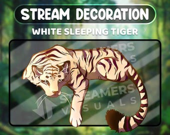 Decoración de transmisión de Tigre Blanco Durmiendo: Superposición animada para Twitch (Descarga digital WEBM)