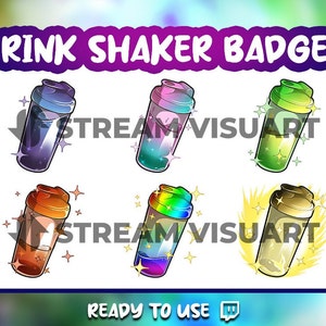Shaker de boissons Twitch Sub Badges x6 Fitness athlétique Entraînement d&#39;exercices d&#39;entraînement Gym Sport coloré Bit Gaming Streaming cadeau pour streamers